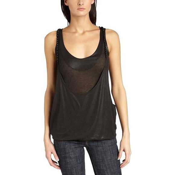 Rare Vintage Diesel Women's Tambass Tank Top Black Beaded Viscose - Picture 6 of 8